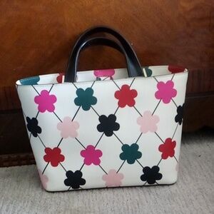 Kate Spade Juno "Happy" Top Handle Bag Of Grainy Vinyl Very Good Condition